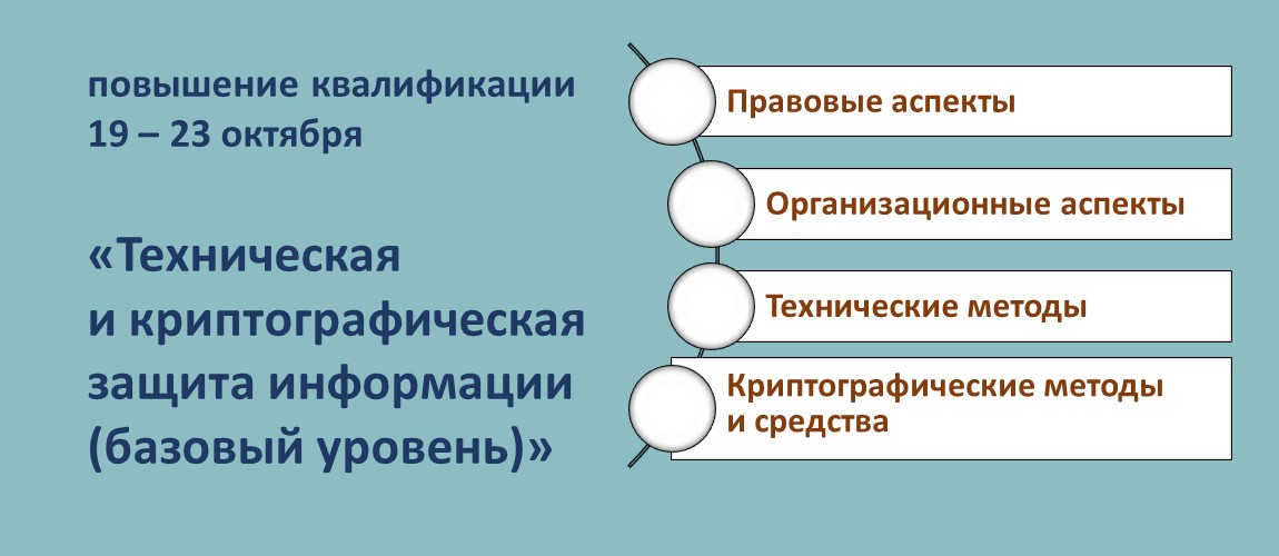 Повышение квалификации по программе  «Техническая и криптографическая защита информации (базовый уровень)».  СТАРТ – 19 октября